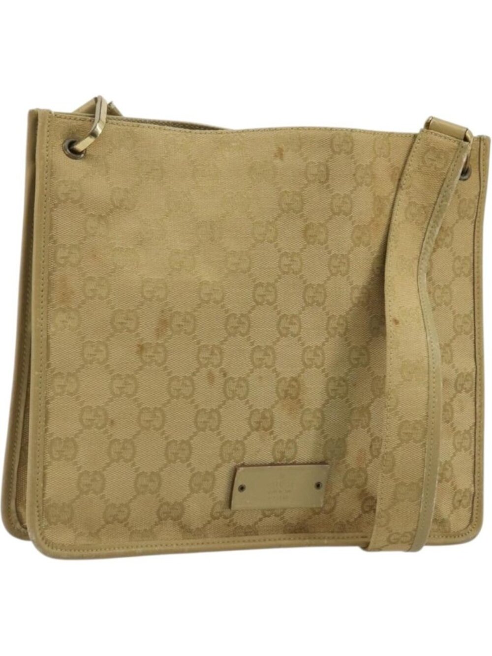 GUCCI GG Canvas Shoulder Bag Beige Gold 91762